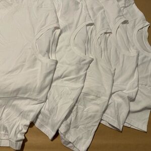 Five shirts - men’s Uniqlo plain white tee shirt